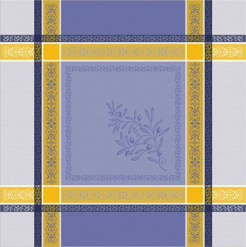 Serviette 50x50cm "OLIVIA bleu-jaune" Tissus Toselli