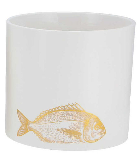 Keramikgefäß GREATA weiß-gold 10cm 1 Fisch