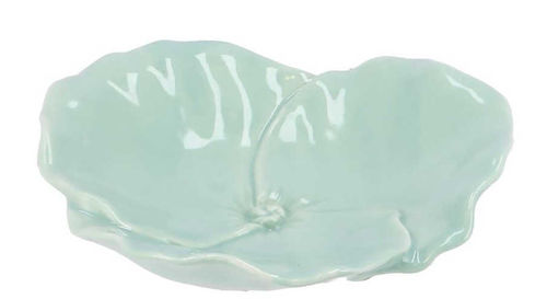 Schale Keramik-Blüte blau-grün 3 Blätter - in 2 Größen