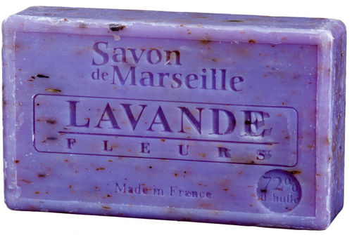 Seife/Savon de Marseille 100g LAVENDEL MIT BLÜTEN Le Chatelard 1802