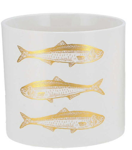 Keramikgefäß GREATA weiß-gold 10cm 3 Fische